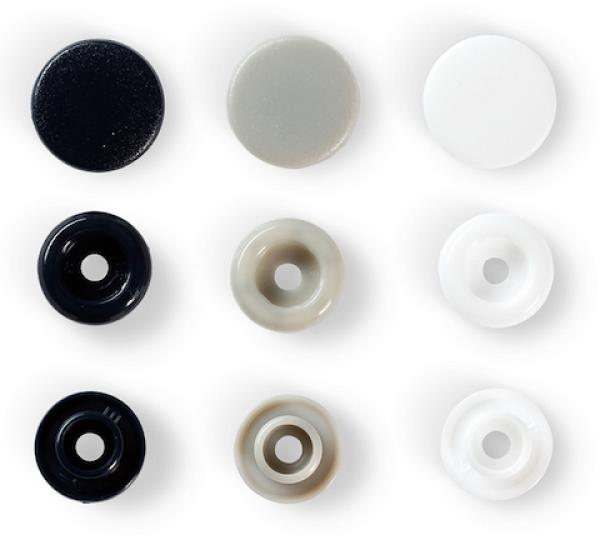 Prym Love Druckknöpfe "Color Snaps" Grau Weiss - Ø 12,4 mm - 30 Stück